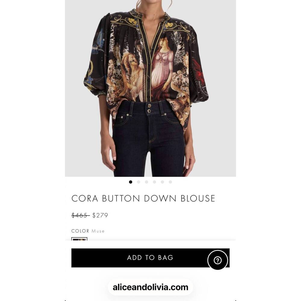 NEW ALICE + OLIVIA cora button down blouse in multi - Picture 5 of 5